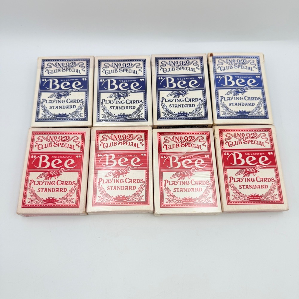 Bee No 92 Club Special Playing Cards Standard Back 67 Red Blue 8 Deck Lot VTG